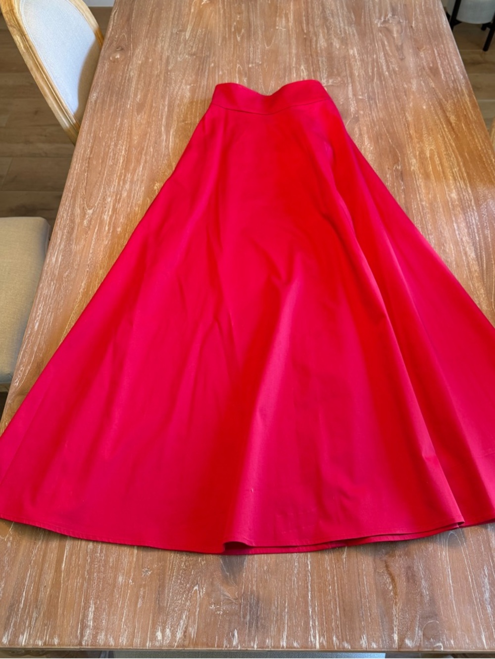 Anthropologie Vibrant Red A-Line Midi Skirt